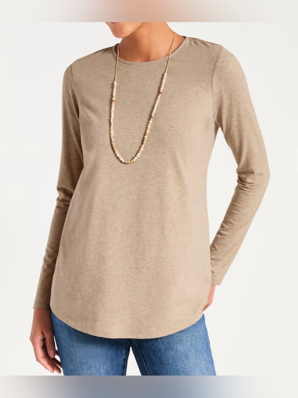 Pure Jill Long-Sleeve Shirttail Tee Off-Sz Large